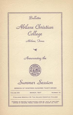 Primary view of Catalog of Abilene Christian College, 1937