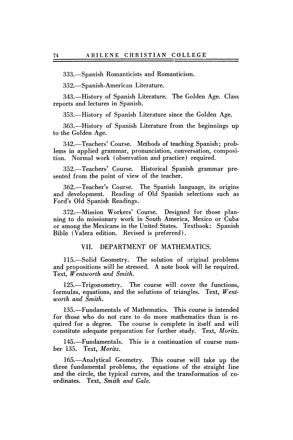 Catalog of Abilene Christian College, 1922-1923
                                                
                                                    74
                                                