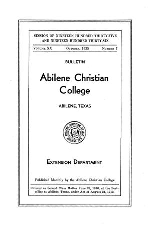 Primary view of object titled 'Catalog of Abilene Christian College, 1935-1936'.