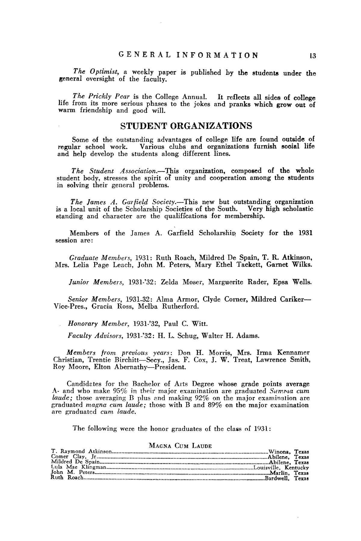 Catalog of Abilene Christian College, 1932-1933
                                                
                                                    13
                                                