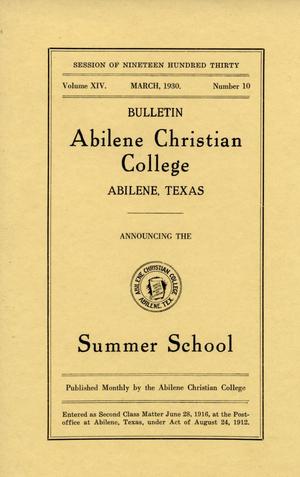 Primary view of object titled 'Catalog of Abilene Christian College, 1930'.