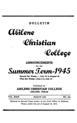 Primary view of object titled 'Catalog of Abilene Christian College, 1945'.