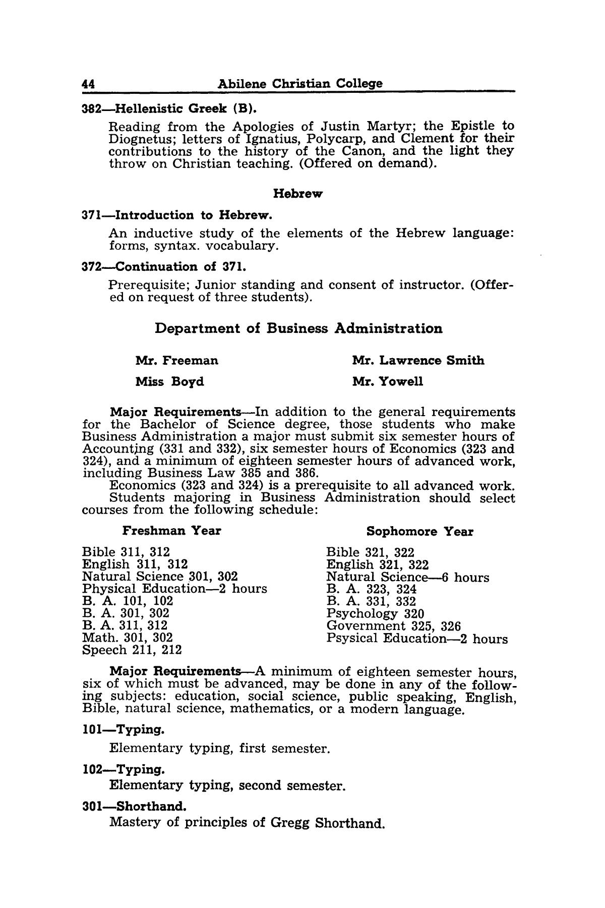 Catalog of Abilene Christian College, 1942-1943
                                                
                                                    44
                                                