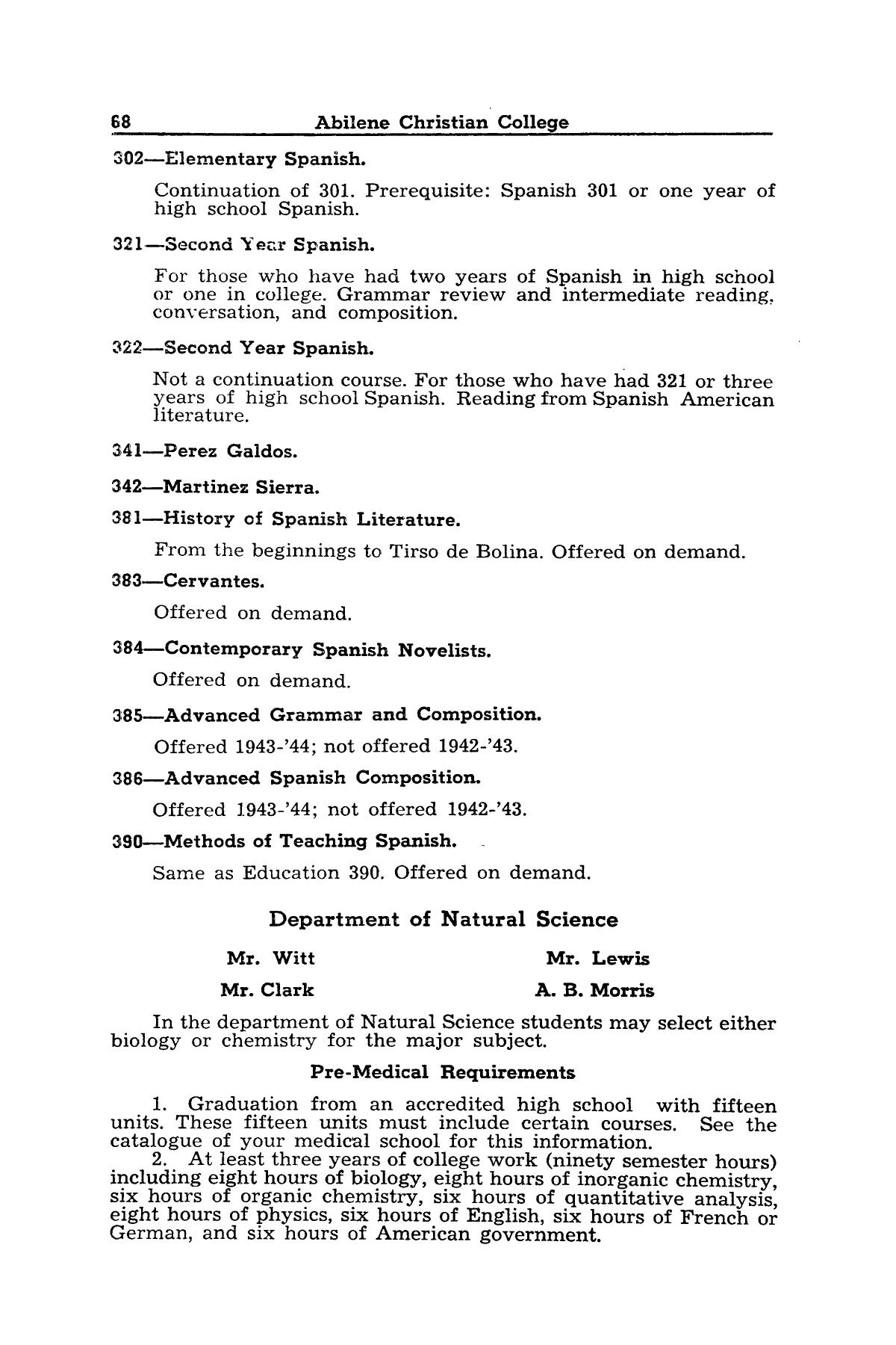 Catalog of Abilene Christian College, 1942-1943
                                                
                                                    68
                                                