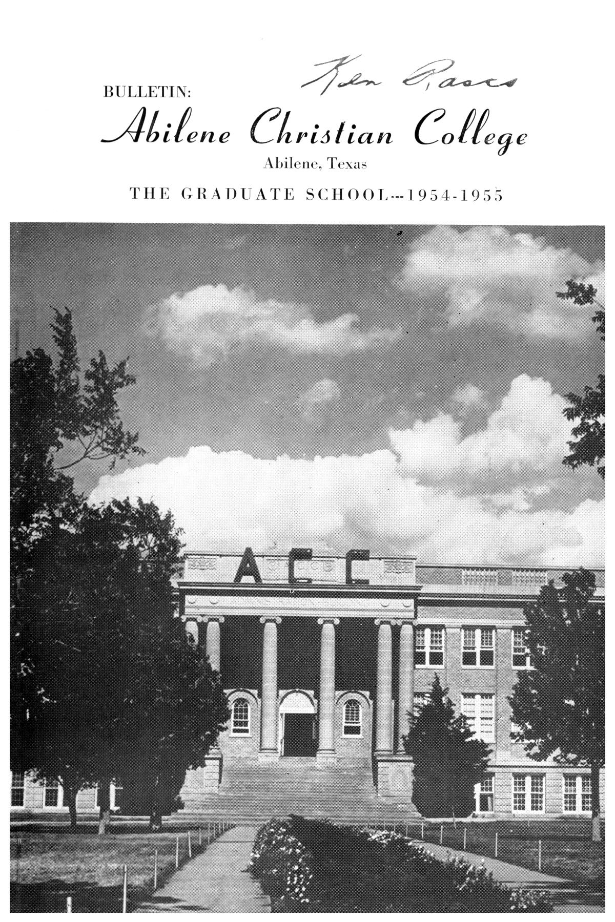 Catalog of Abilene Christian College, 1954-1955
                                                
                                                    Front Cover
                                                
