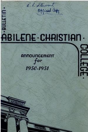Primary view of object titled 'Catalog of Abilene Christian College, 1950-1951'.