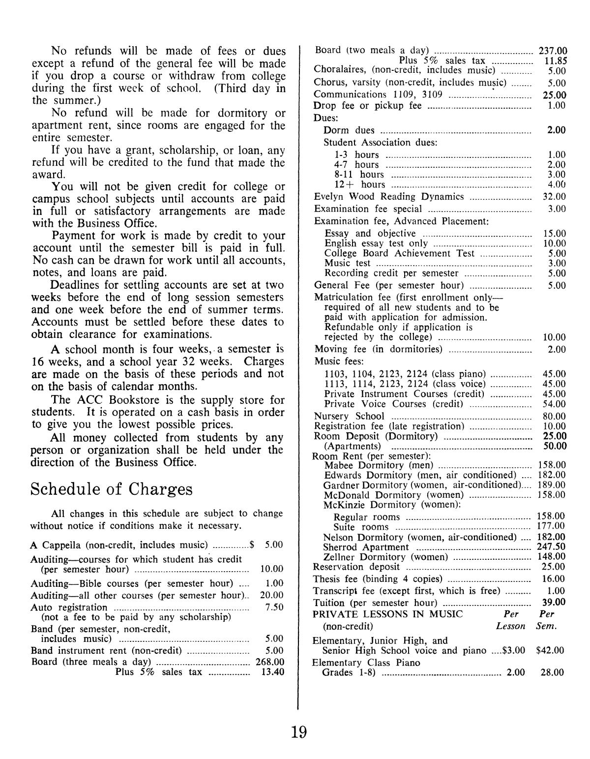 Catalog of Abilene Christian College, 1974-1975
                                                
                                                    19
                                                