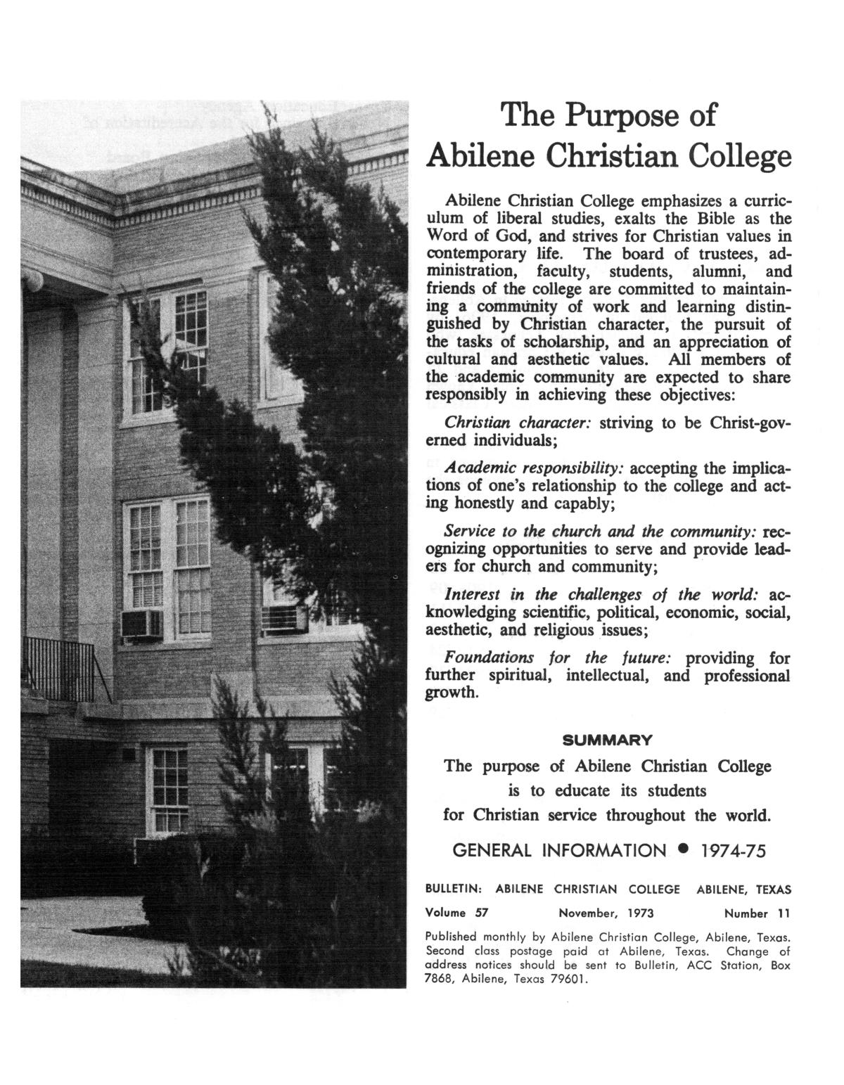 Catalog of Abilene Christian College, 1974-1975
                                                
                                                    None
                                                