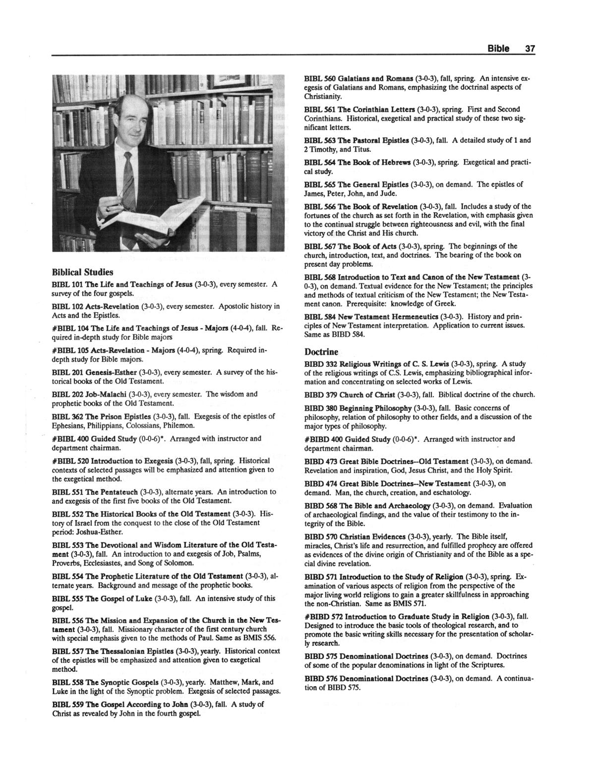 Catalog of Abilene Christian University, 1988-1989
                                                
                                                    37
                                                
