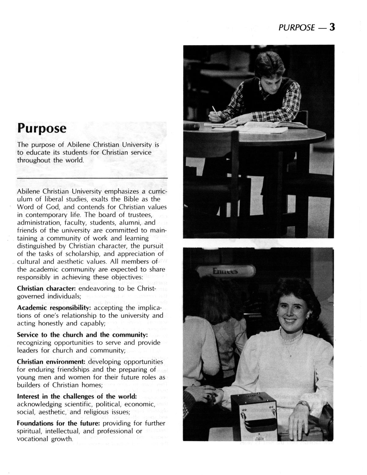 Catalog of Abilene Christian University, 1986-1987
                                                
                                                    3
                                                