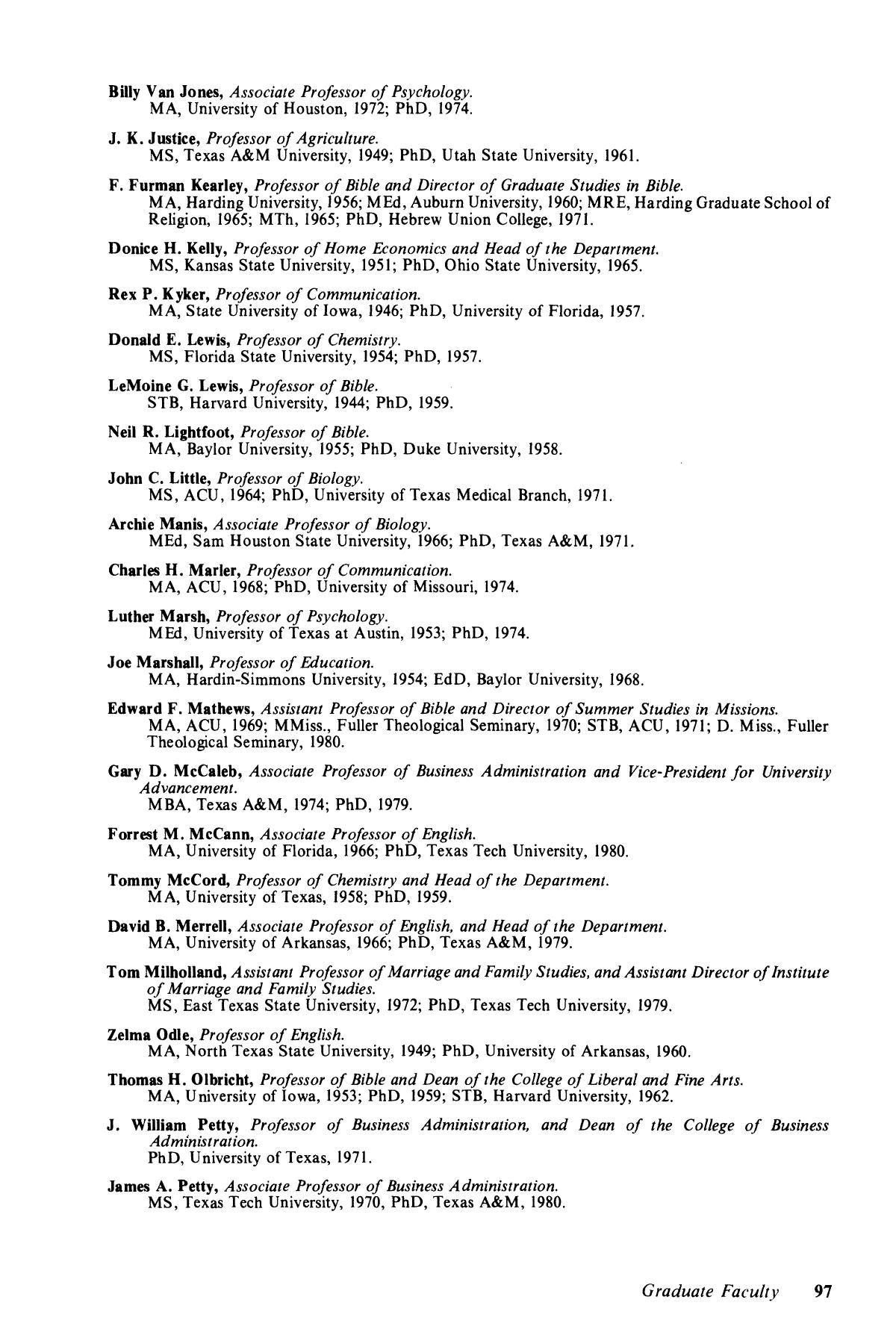 Catalog of Abilene Christian University, 1981-1983
                                                
                                                    97
                                                