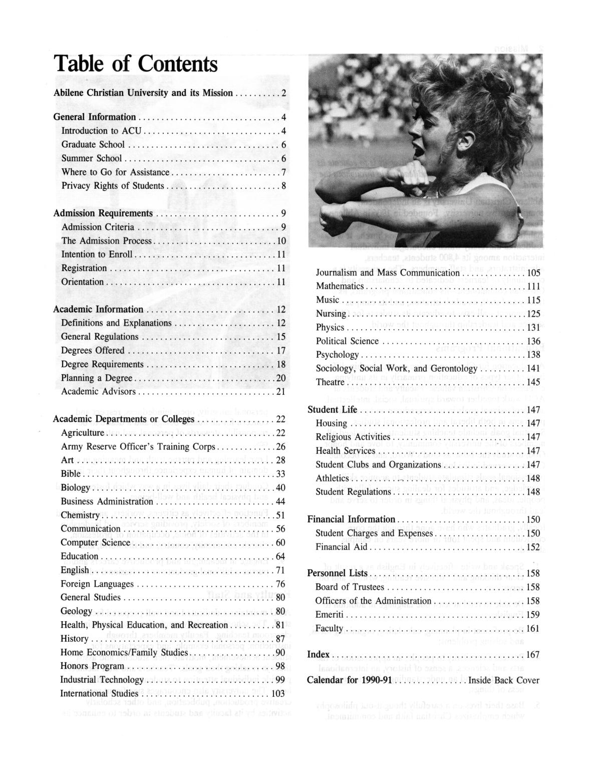 Catalog of Abilene Christian University, 1990-1991
                                                
                                                    1
                                                