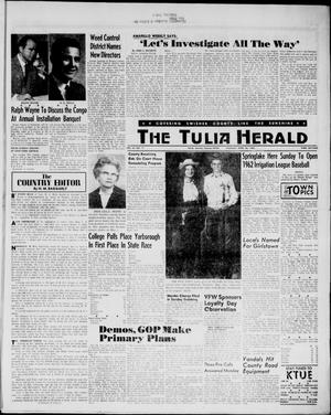 Primary view of object titled 'The Tulia Herald (Tulia, Tex), Vol. 54, No. 17, Ed. 1, Thursday, April 26, 1962'.