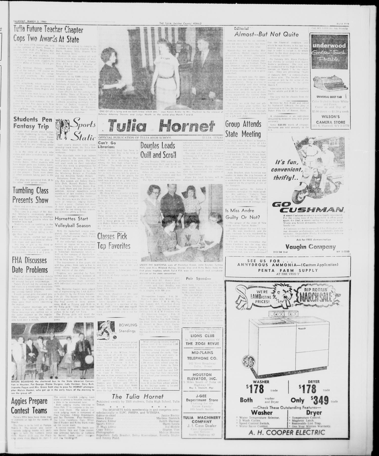 The Tulia Herald (Tulia, Tex), Vol. 51, No. 9, Ed. 1, Thursday, March 3, 1960
                                                
                                                    5
                                                