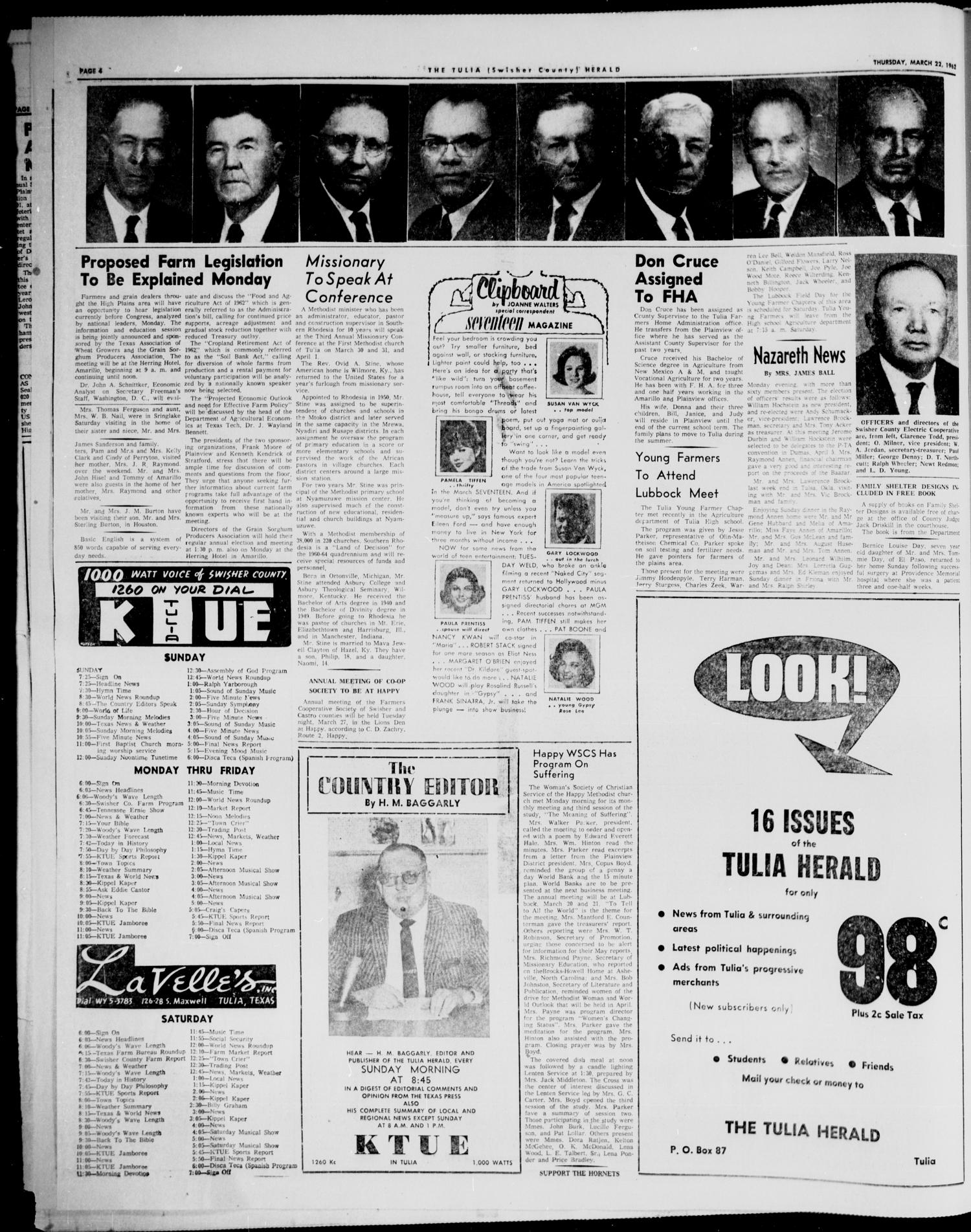 The Tulia Herald (Tulia, Tex), Vol. 54, No. 12, Ed. 1, Thursday, March 22, 1962
                                                
                                                    4
                                                
