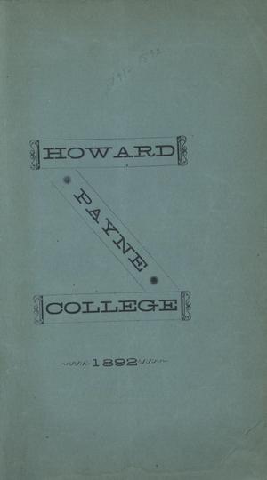 Primary view of object titled 'Catalogue of Howard Payne College, 1892'.