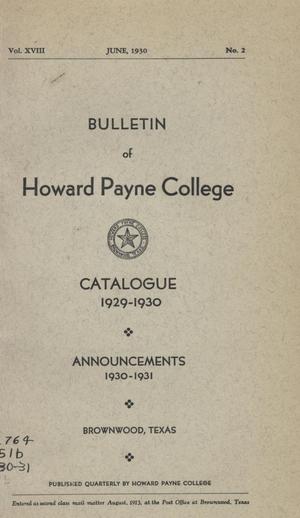 Primary view of object titled 'Catalogue of Howard Payne College, 1929-1930'.