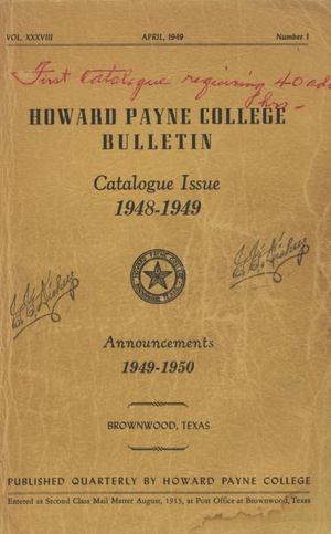 Primary view of object titled 'Catalogue of Howard Payne College, 1948-1949'.