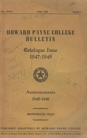 Primary view of object titled 'Catalogue of Howard Payne College, 1947-1948'.