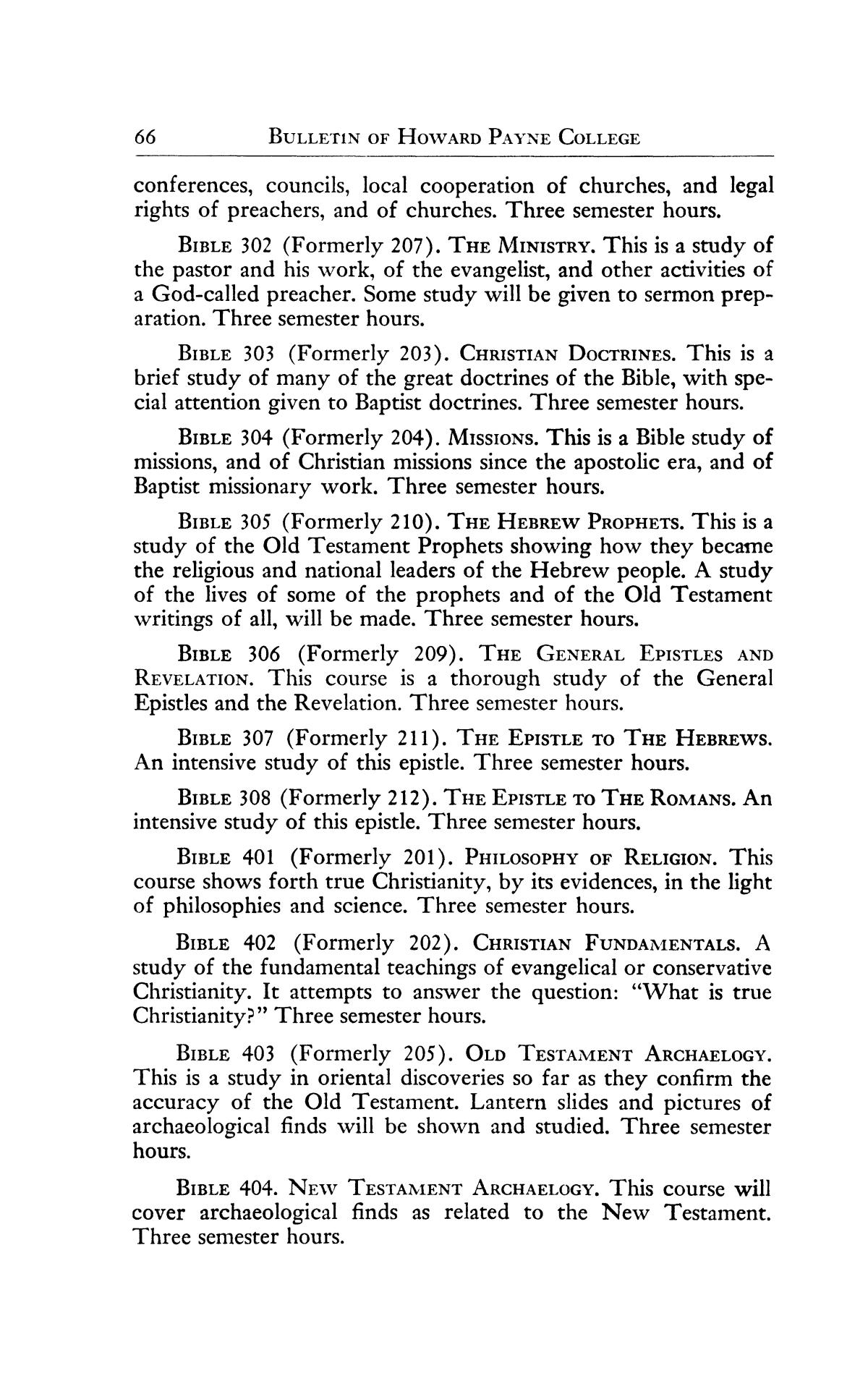 Catalog of Howard Payne College, 1954-1955
                                                
                                                    66
                                                