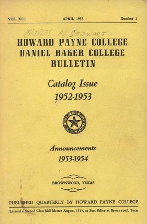 Primary view of object titled 'Catalogue of Howard Payne College, 1952-1953'.