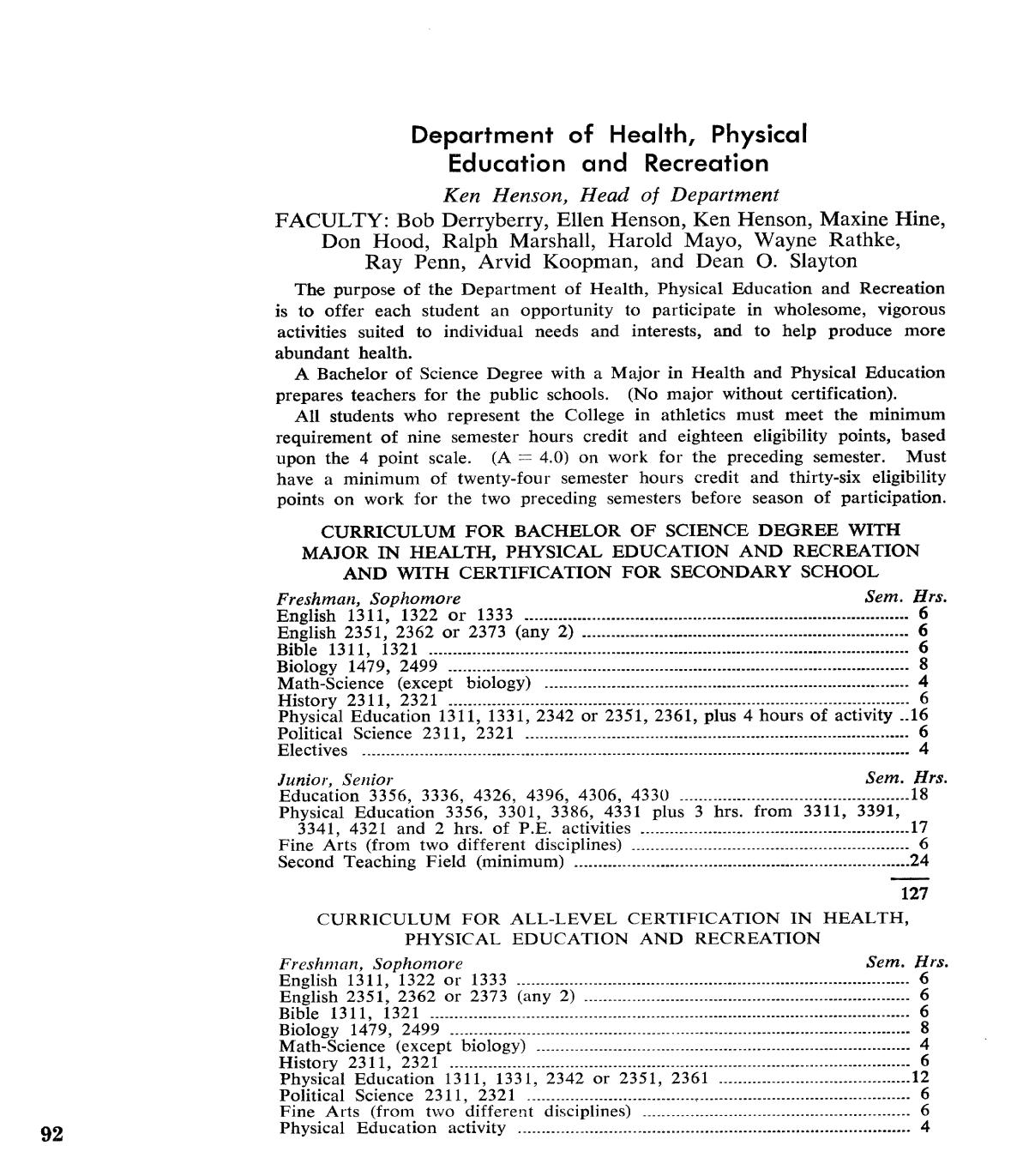 Catalogue of Howard Payne University, 1975-1976
                                                
                                                    92
                                                