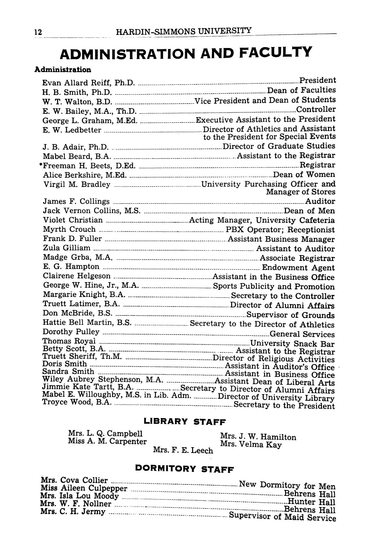 Catalog of Hardin-Simmons University, 1956-1957
                                                
                                                    12
                                                