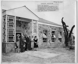 Primary view of [Group in front of camp building]