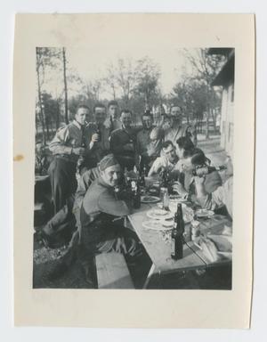 Primary view of object titled '[Soldiers at a Picnic Table]'.