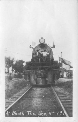 Primary view of object titled '[A train at Booth, Texas.]'.