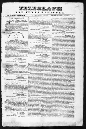 Primary view of object titled 'Telegraph and Texas Register (Houston, Tex.), Vol. 2, No. 30, Ed. 1, Saturday, August 12, 1837'.