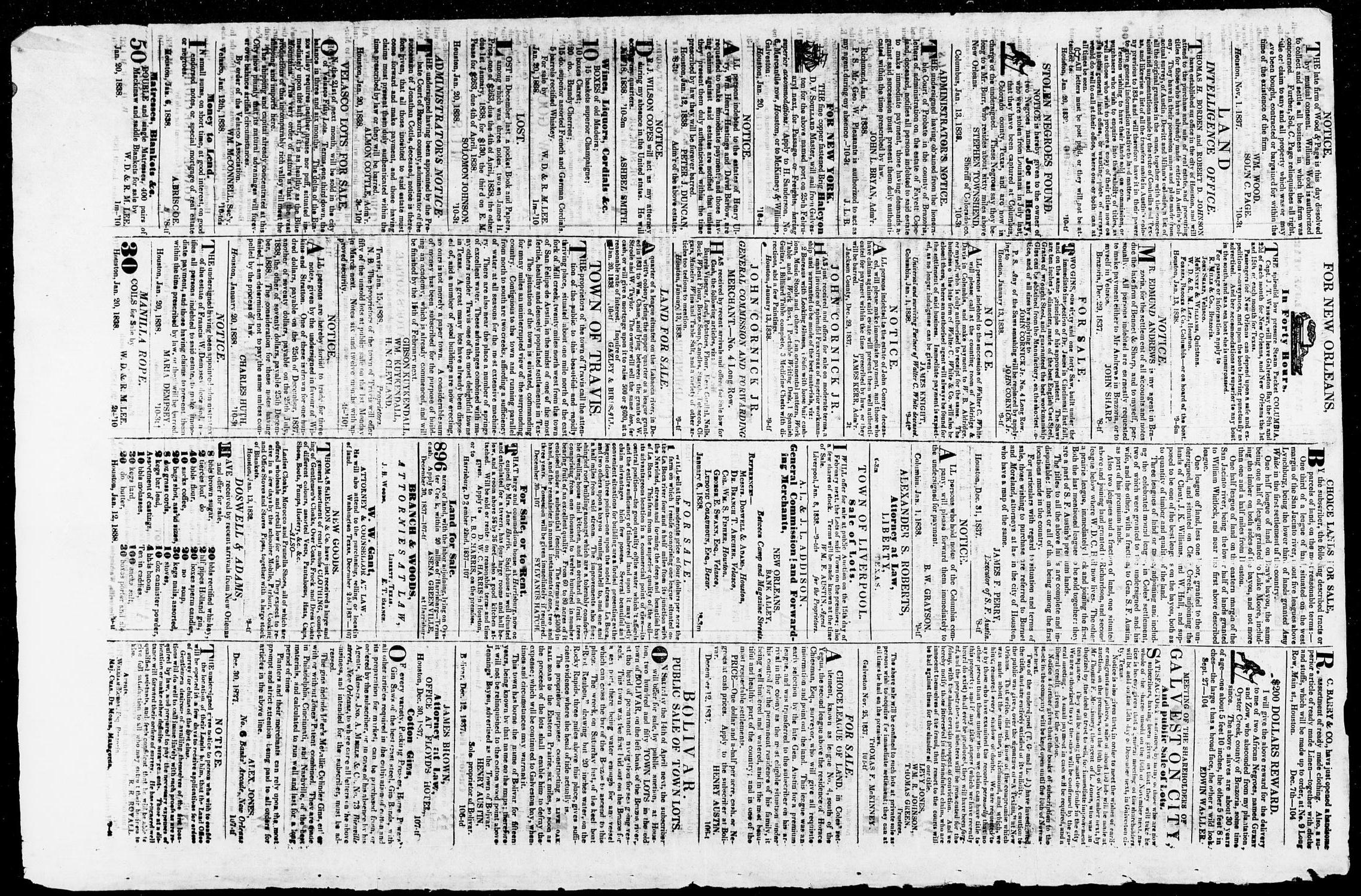 Telegraph and Texas Register (Houston, Tex.), Vol. 3, No. 8, Ed. 1, Saturday, February 3, 1838
                                                
                                                    [Sequence #]: 4 of 4
                                                