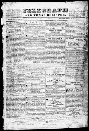 Primary view of object titled 'Telegraph and Texas Register (Houston, Tex.), Vol. 3, No. 13, Ed. 1, Saturday, March 10, 1838'.