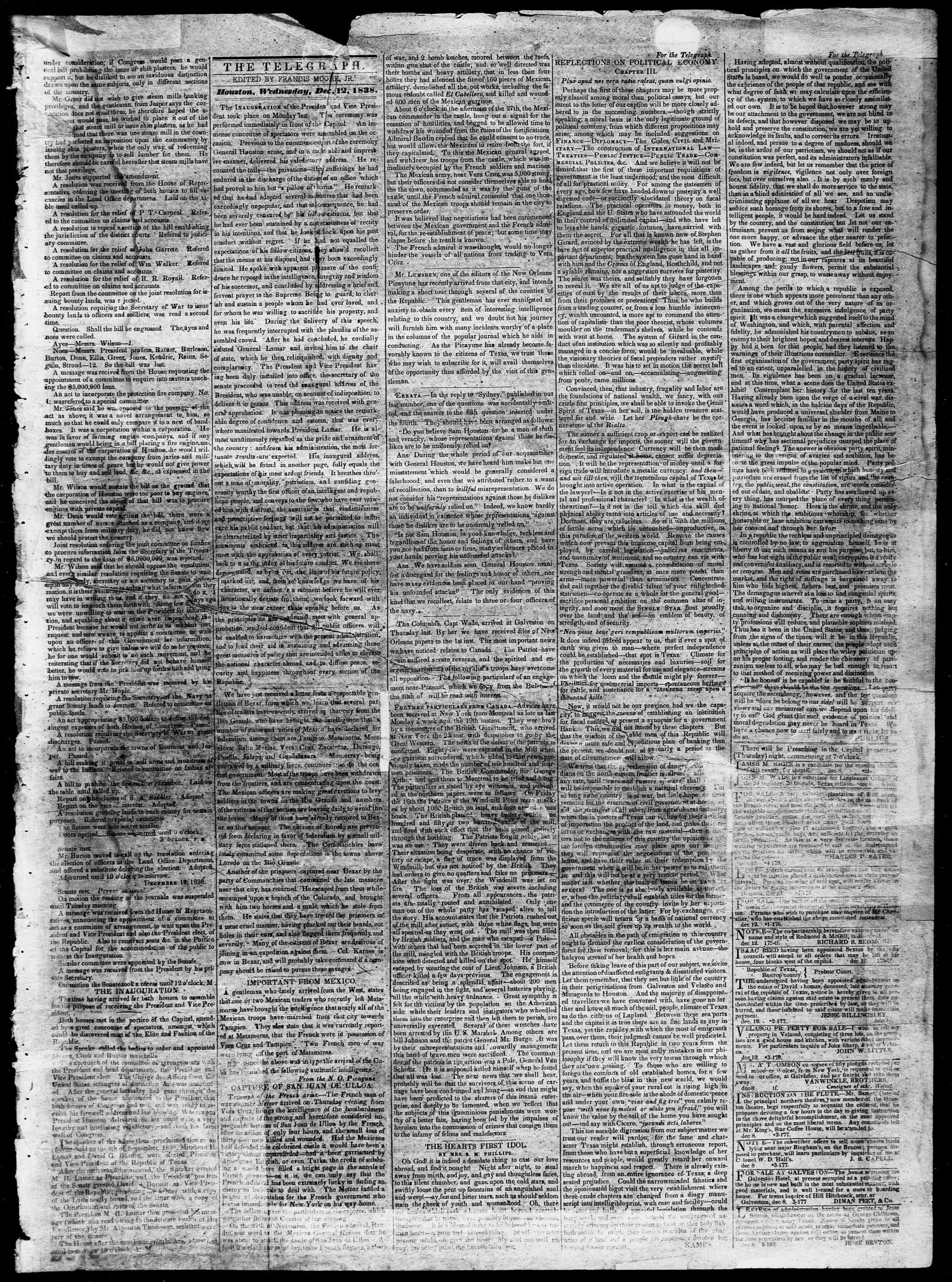 Telegraph and Texas Register (Houston, Tex.), Vol. 4, No. 19, Ed. 1, Wednesday, December 12, 1838
                                                
                                                    [Sequence #]: 3 of 4
                                                