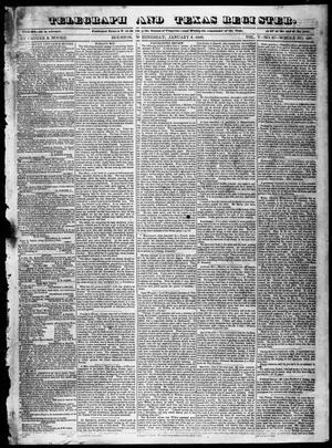 Primary view of object titled 'Telegraph and Texas Register (Houston, Tex.), Vol. 5, No. 27, Ed. 1, Wednesday, January 8, 1840'.