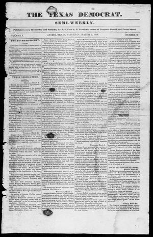 Primary view of object titled 'The Texas Democrat (Austin, Tex.), Vol. 1, No. 8, Ed. 1, Saturday, March 7, 1846'.