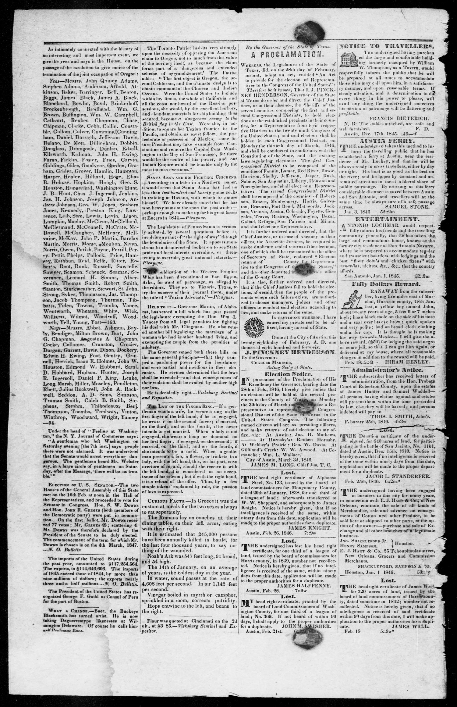 The Texas Democrat (Austin, Tex.), Vol. 1, No. 8, Ed. 1, Saturday, March 7, 1846
                                                
                                                    [Sequence #]: 4 of 4
                                                