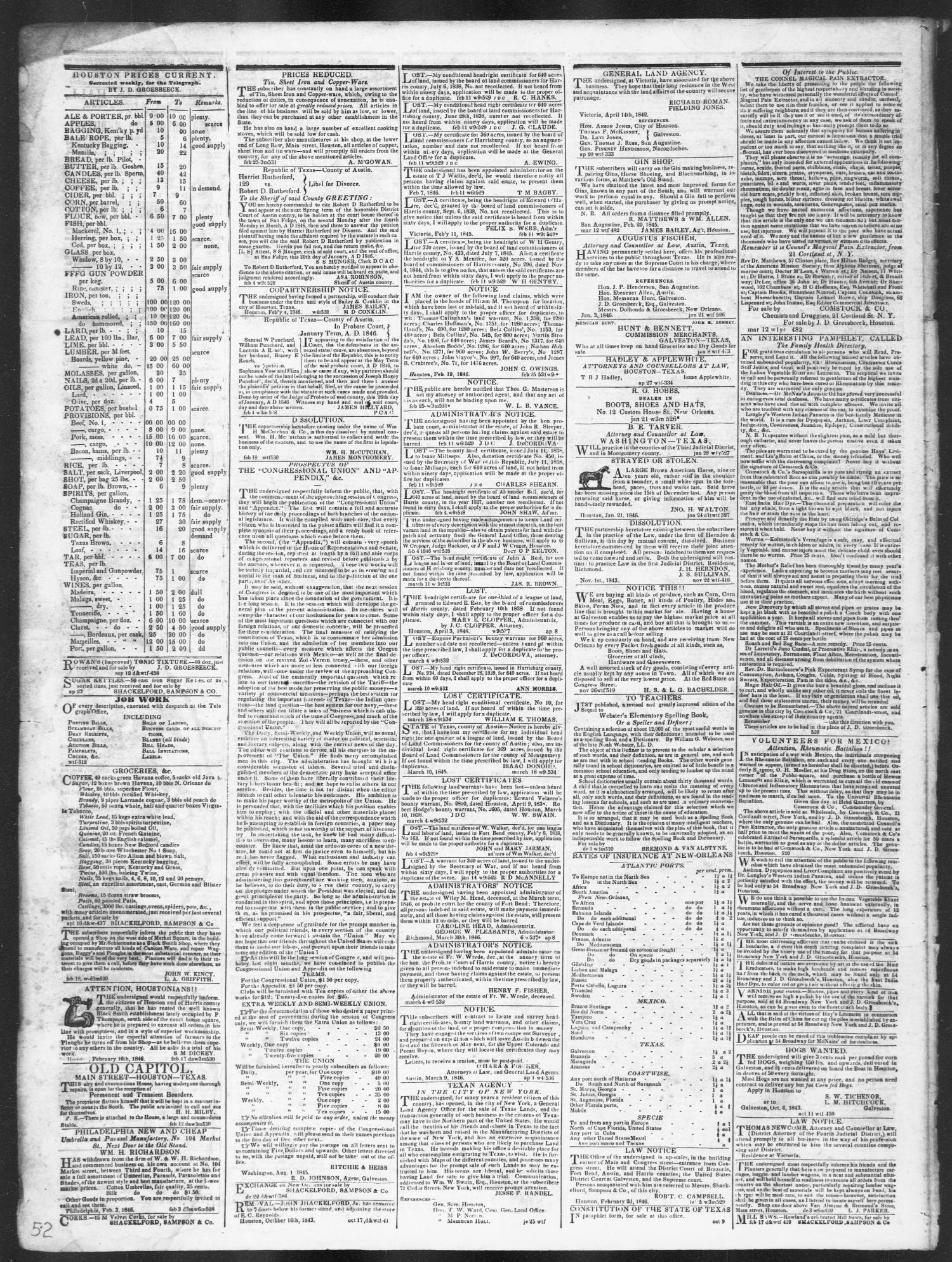 Democratic Telegraph and Texas Register (Houston, Tex.), Vol. 11, No. 15, Ed. 1, Wednesday, April 15, 1846
                                                
                                                    [Sequence #]: 4 of 4
                                                