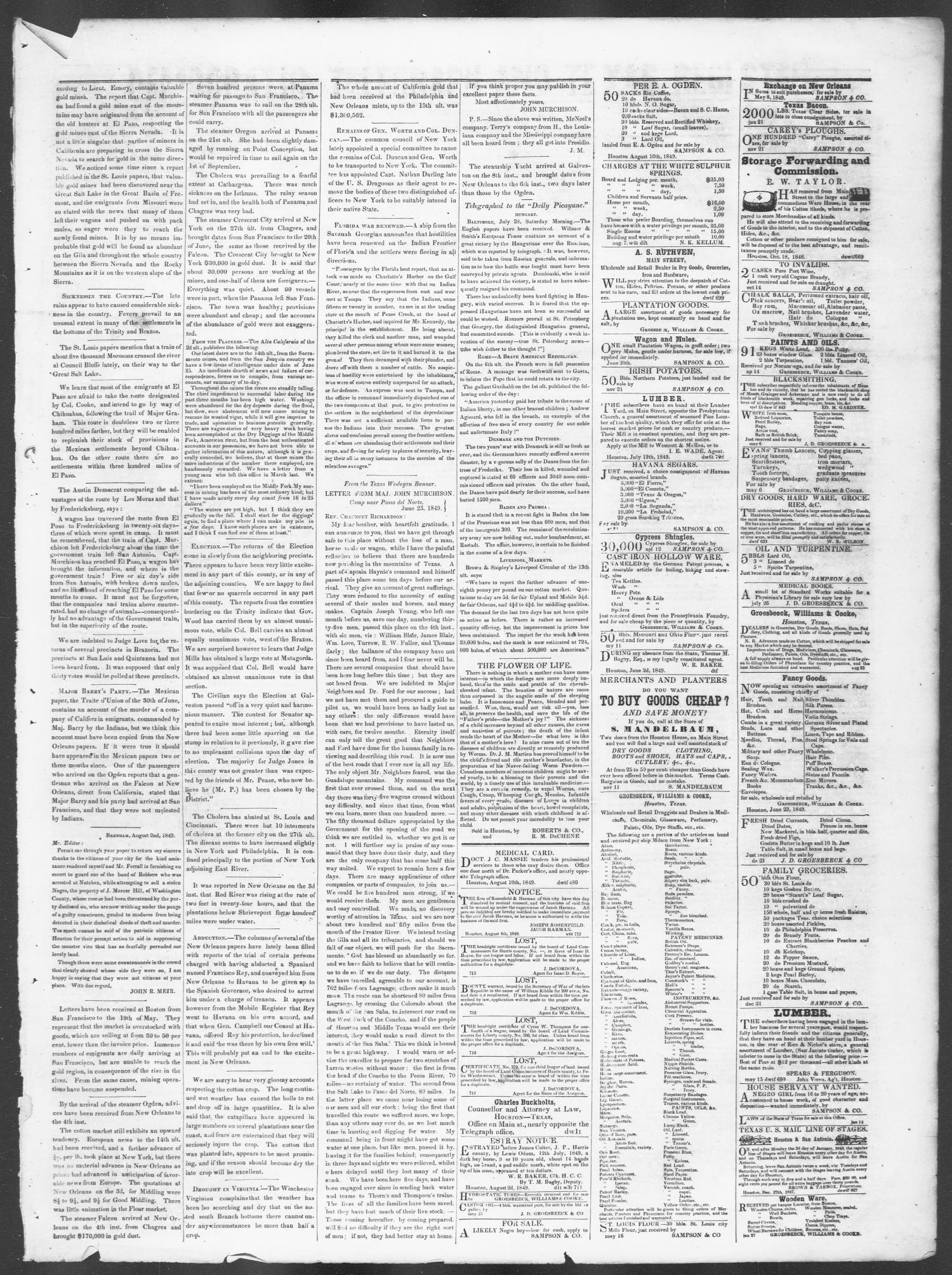 Democratic Telegraph and Texas Register (Houston, Tex.), Vol. 14, No. 33, Ed. 1, Thursday, August 16, 1849
                                                
                                                    [Sequence #]: 3 of 4
                                                