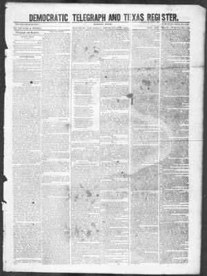 Primary view of object titled 'Democratic Telegraph and Texas Register (Houston, Tex.), Vol. 14, No. 37, Ed. 1, Thursday, September 13, 1849'.
