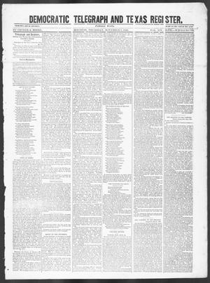 Primary view of object titled 'Democratic Telegraph and Texas Register (Houston, Tex.), Vol. 14, No. 44, Ed. 1, Thursday, November 1, 1849'.