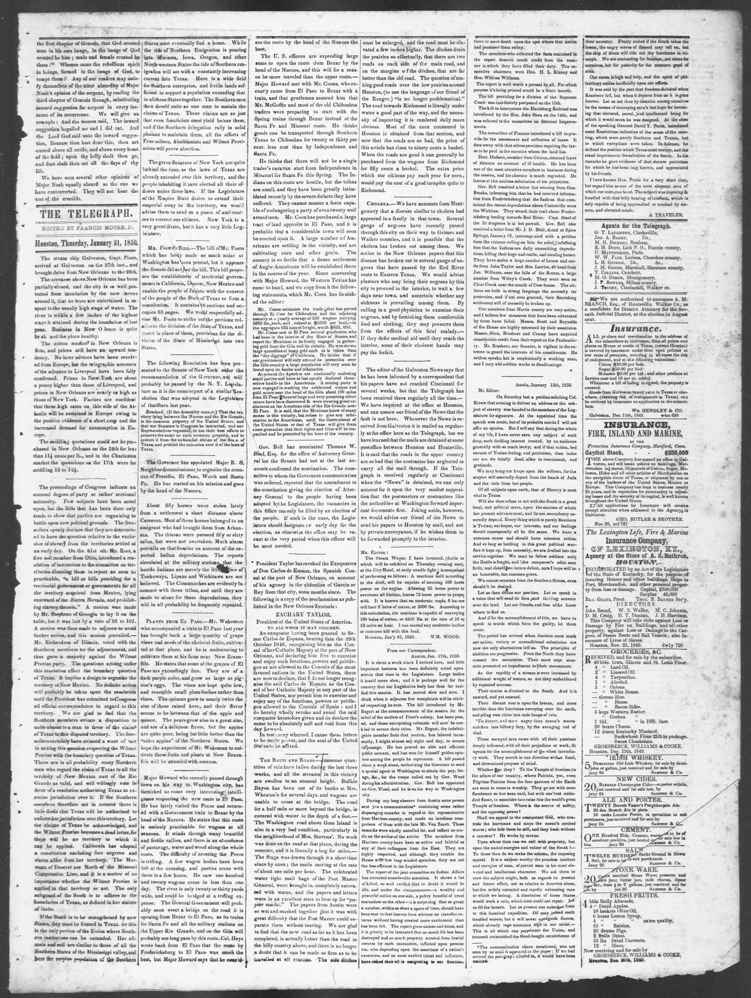 Democratic Telegraph and Texas Register (Houston, Tex.), Vol. 15, No. 5, Ed. 1, Thursday, January 31, 1850
                                                
                                                    [Sequence #]: 3 of 4
                                                