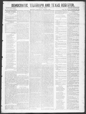 Primary view of object titled 'Democratic Telegraph and Texas Register (Houston, Tex.), Vol. 15, No. 10, Ed. 1, Thursday, March 7, 1850'.