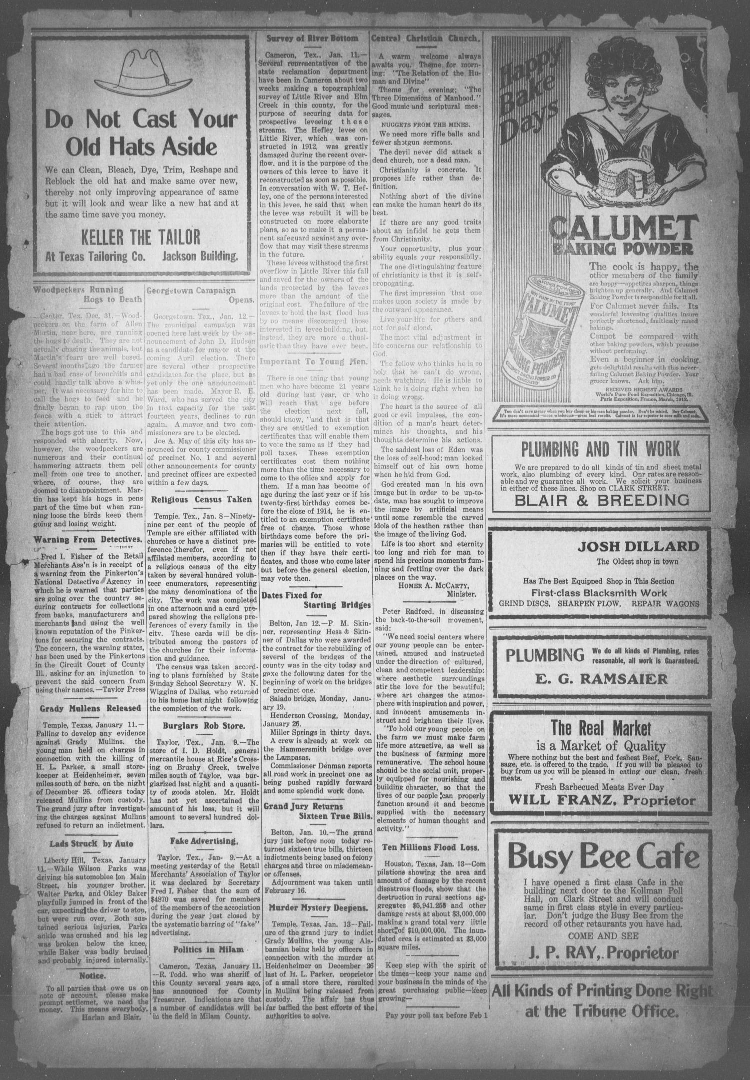 The Bartlett Tribune and News (Bartlett, Tex.), Vol. 28, No. 25, Ed. 1, Friday, January 16, 1914
                                                
                                                    [Sequence #]: 4 of 10
                                                
