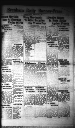 Primary view of object titled 'Brenham Daily Banner-Press (Brenham, Tex.), Vol. 39, No. 253, Ed. 1 Tuesday, January 23, 1923'.