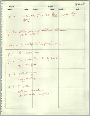 Primary view of object titled '[Teacher's Daily Lesson Plan Sheet about a Doll Collection]'.