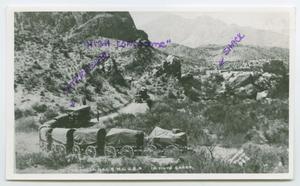 Primary view of object titled '[Photograph of Wagon Train in Pinto Canyon]'.