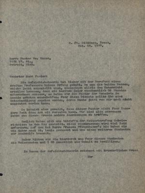 Primary view of object titled '[Letter from Concordia College Board of Control to William Hagen, October 18, 1927]'.