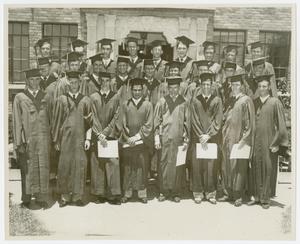Primary view of object titled '[Concordia Graduates in Front of Kilian Hall]'.