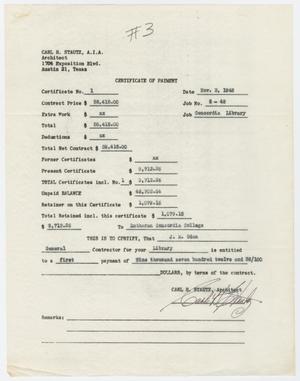 Primary view of object titled '[Certificate of Payment from Carl Stautz to Lutheran Concordia College for J. M. Odom'.